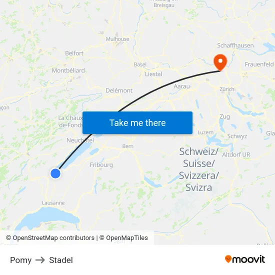 Pomy to Stadel map