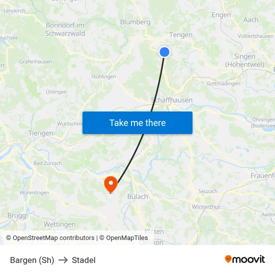 Bargen (Sh) to Stadel map