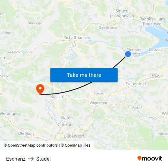 Eschenz to Stadel map