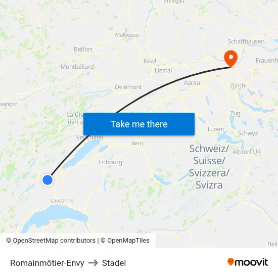 Romainmôtier-Envy to Stadel map