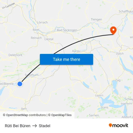 Rüti Bei Büren to Stadel map