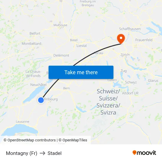 Montagny (Fr) to Stadel map