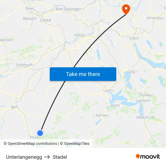 Unterlangenegg to Stadel map
