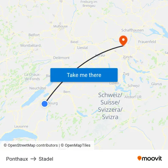Ponthaux to Stadel map