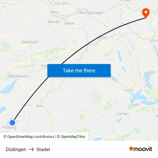 Düdingen to Stadel map