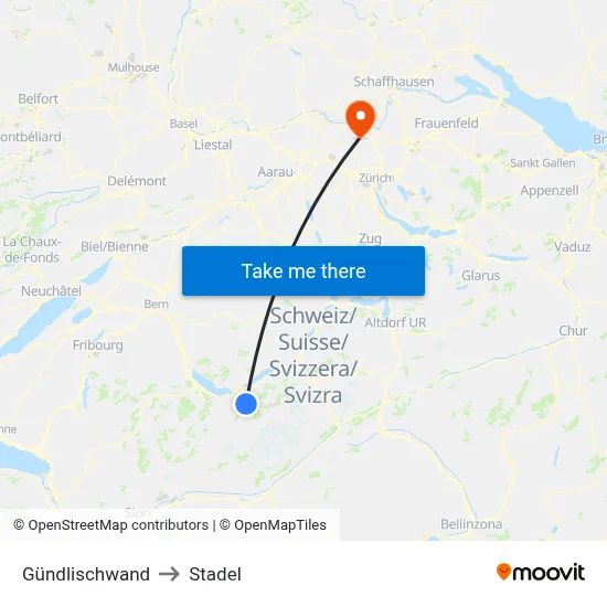 Gündlischwand to Stadel map