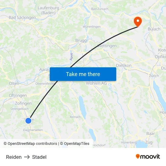 Reiden to Stadel map
