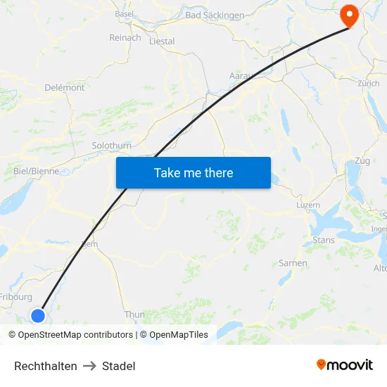 Rechthalten to Stadel map