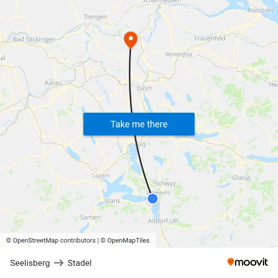Seelisberg to Stadel map