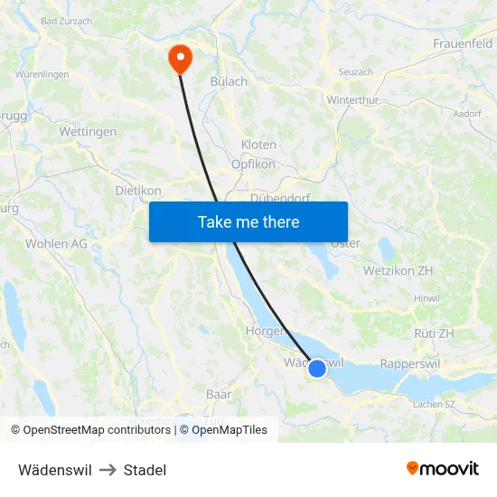 Wädenswil to Stadel map