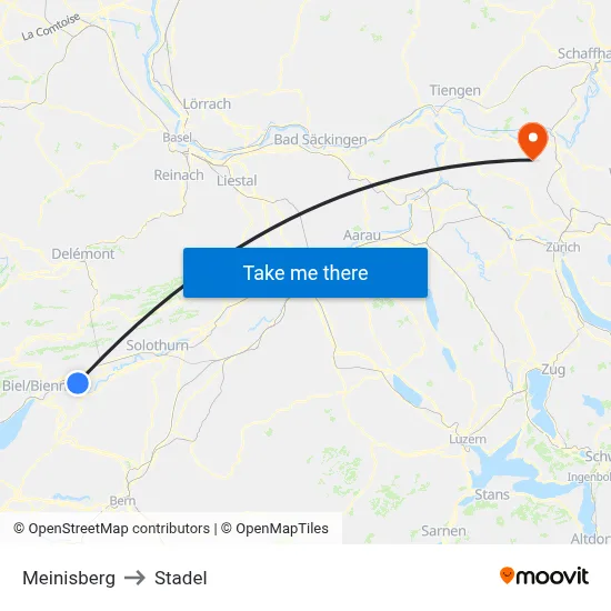 Meinisberg to Stadel map