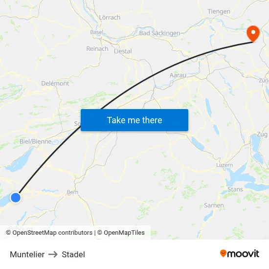 Muntelier to Stadel map