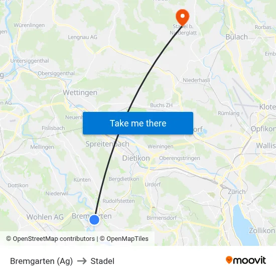 Bremgarten (Ag) to Stadel map