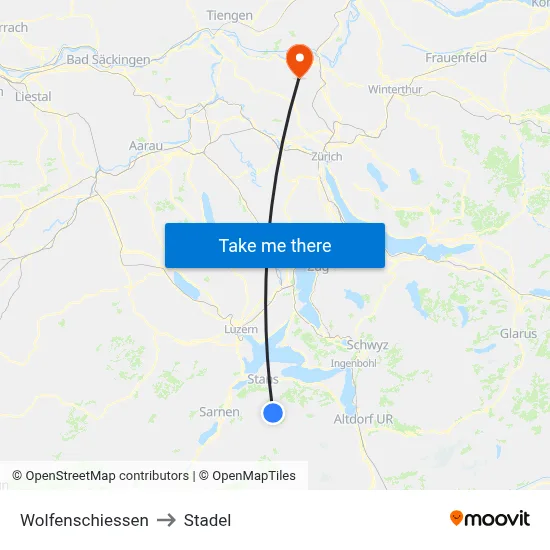 Wolfenschiessen to Stadel map