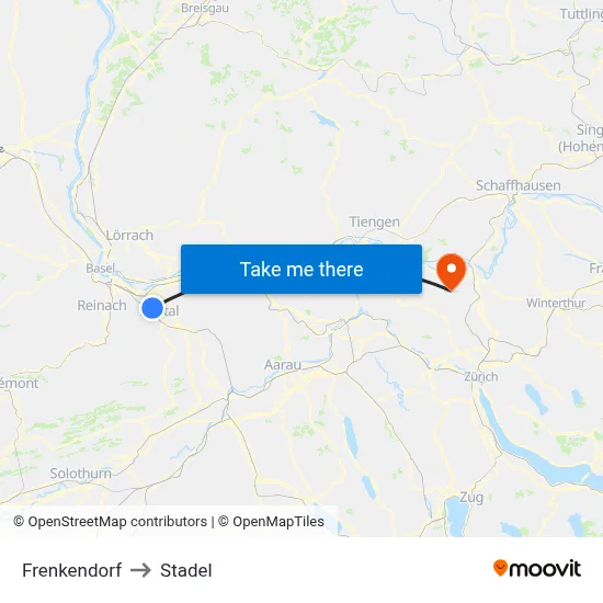 Frenkendorf to Stadel map