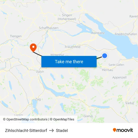 Zihlschlacht-Sitterdorf to Stadel map