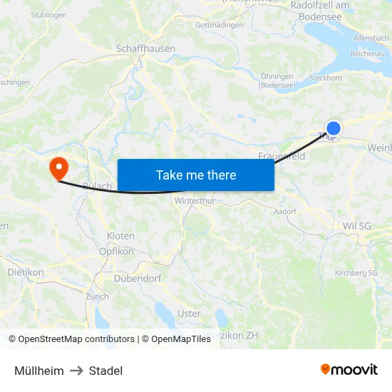 Müllheim to Stadel map
