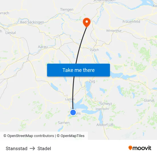 Stansstad to Stadel map