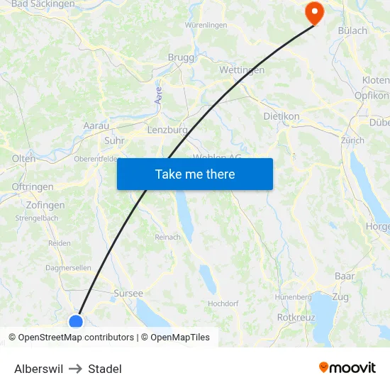 Alberswil to Stadel map