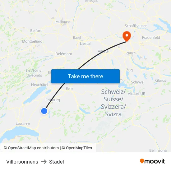Villorsonnens to Stadel map