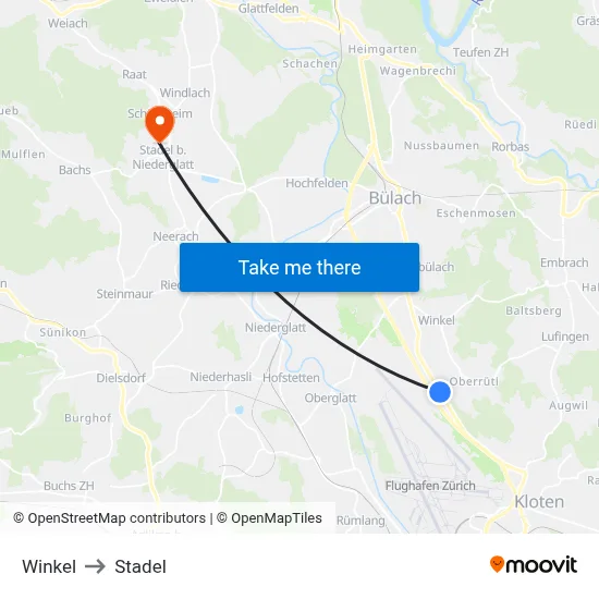Winkel to Stadel map