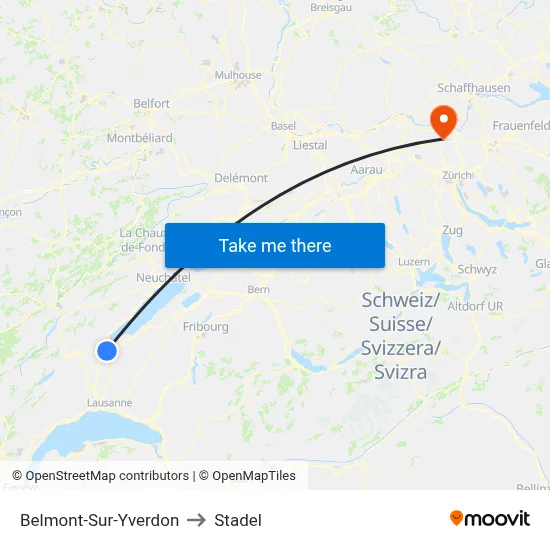 Belmont-Sur-Yverdon to Stadel map
