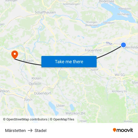 Märstetten to Stadel map