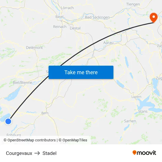 Courgevaux to Stadel map
