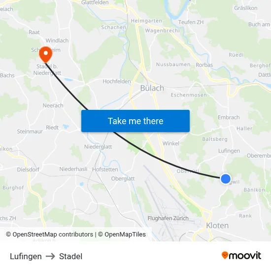 Lufingen to Stadel map