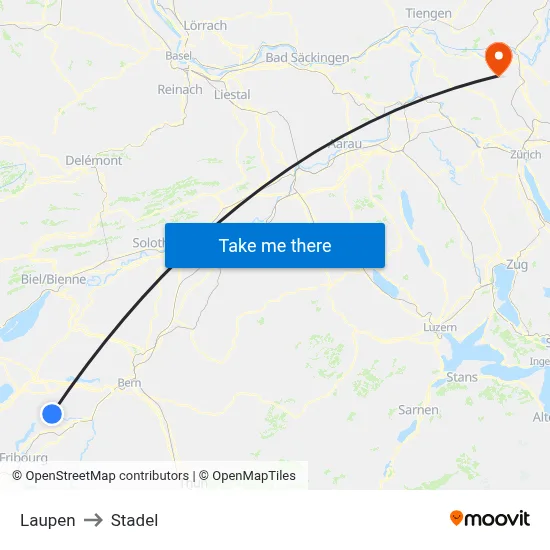 Laupen to Stadel map