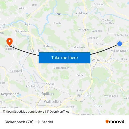 Rickenbach (Zh) to Stadel map