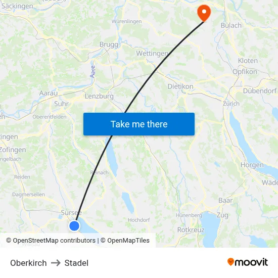 Oberkirch to Stadel map