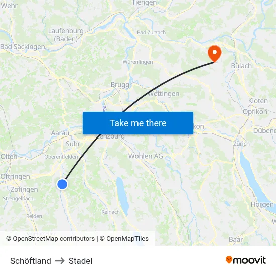Schöftland to Stadel map