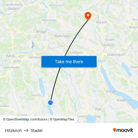 Hitzkirch to Stadel map