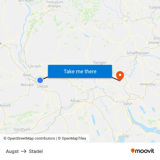 Augst to Stadel map