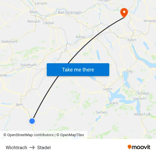 Wichtrach to Stadel map
