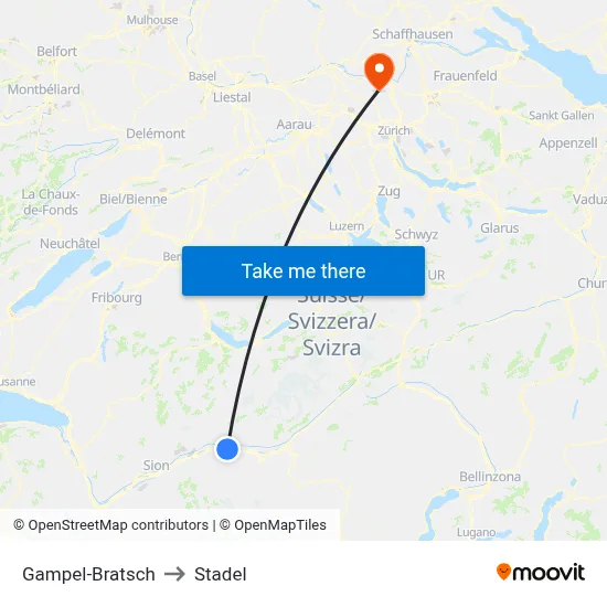 Gampel-Bratsch to Stadel map