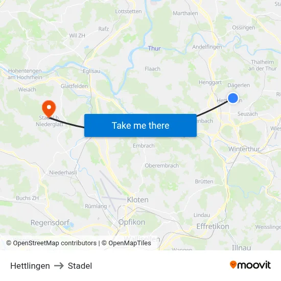 Hettlingen to Stadel map