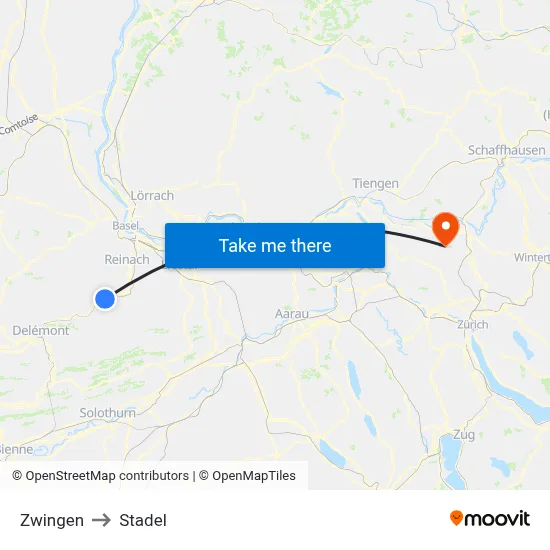 Zwingen to Stadel map