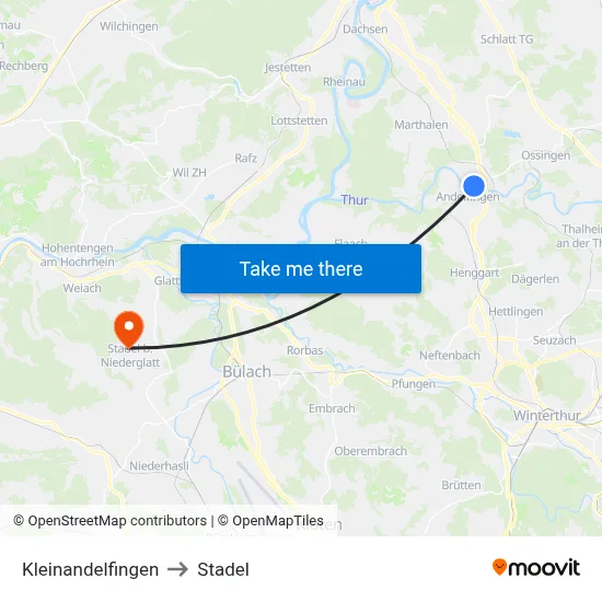 Kleinandelfingen to Stadel map