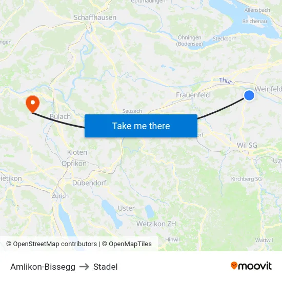 Amlikon-Bissegg to Stadel map