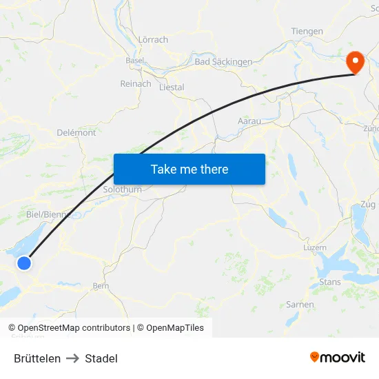 Brüttelen to Stadel map