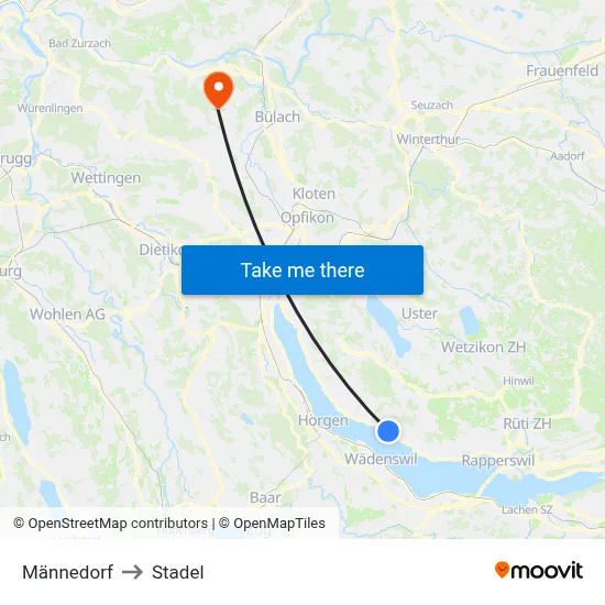 Männedorf to Stadel map