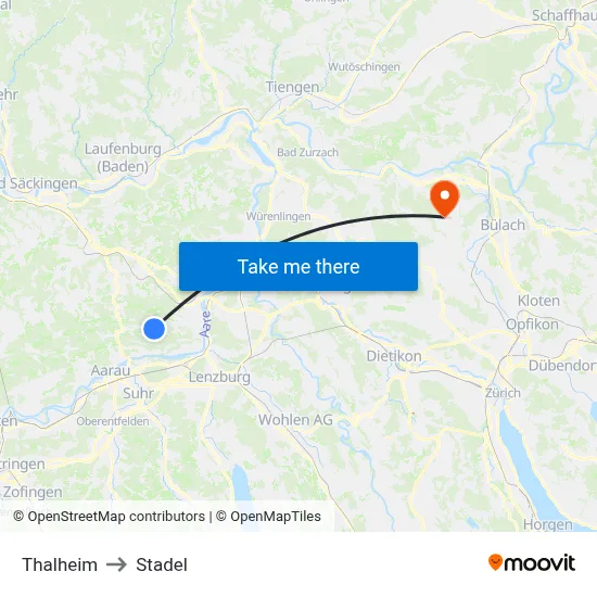 Thalheim to Stadel map