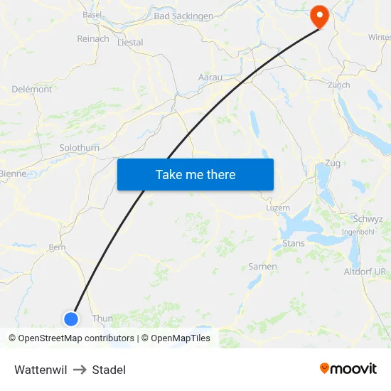 Wattenwil to Stadel map