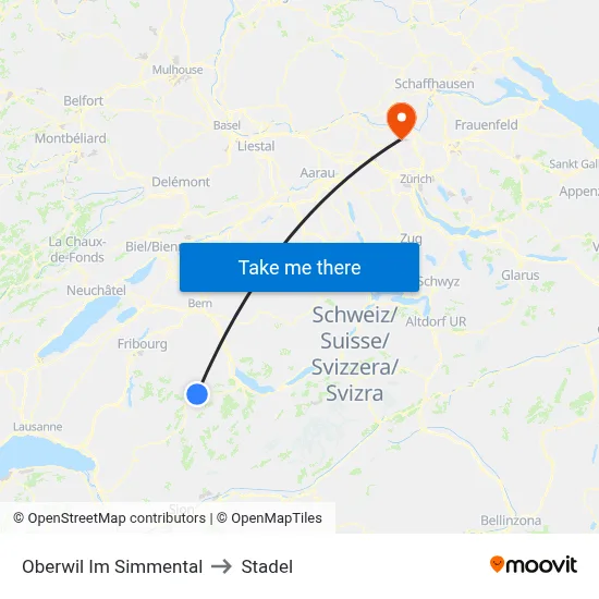 Oberwil Im Simmental to Stadel map