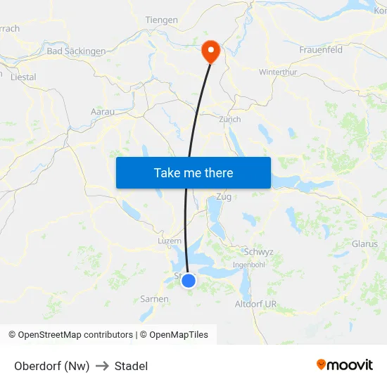 Oberdorf (Nw) to Stadel map