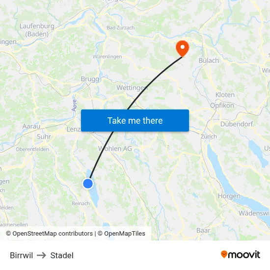 Birrwil to Stadel map