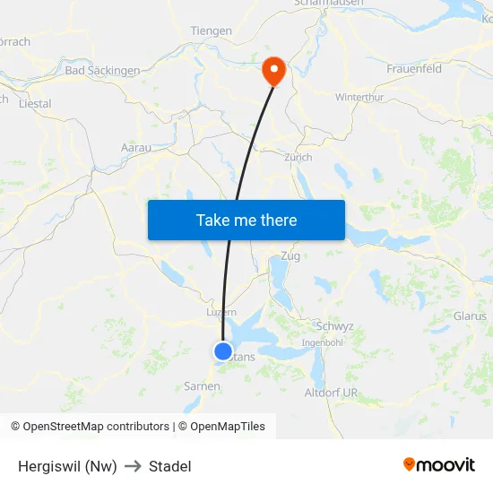 Hergiswil (Nw) to Stadel map