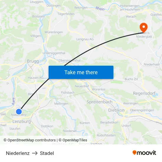 Niederlenz to Stadel map